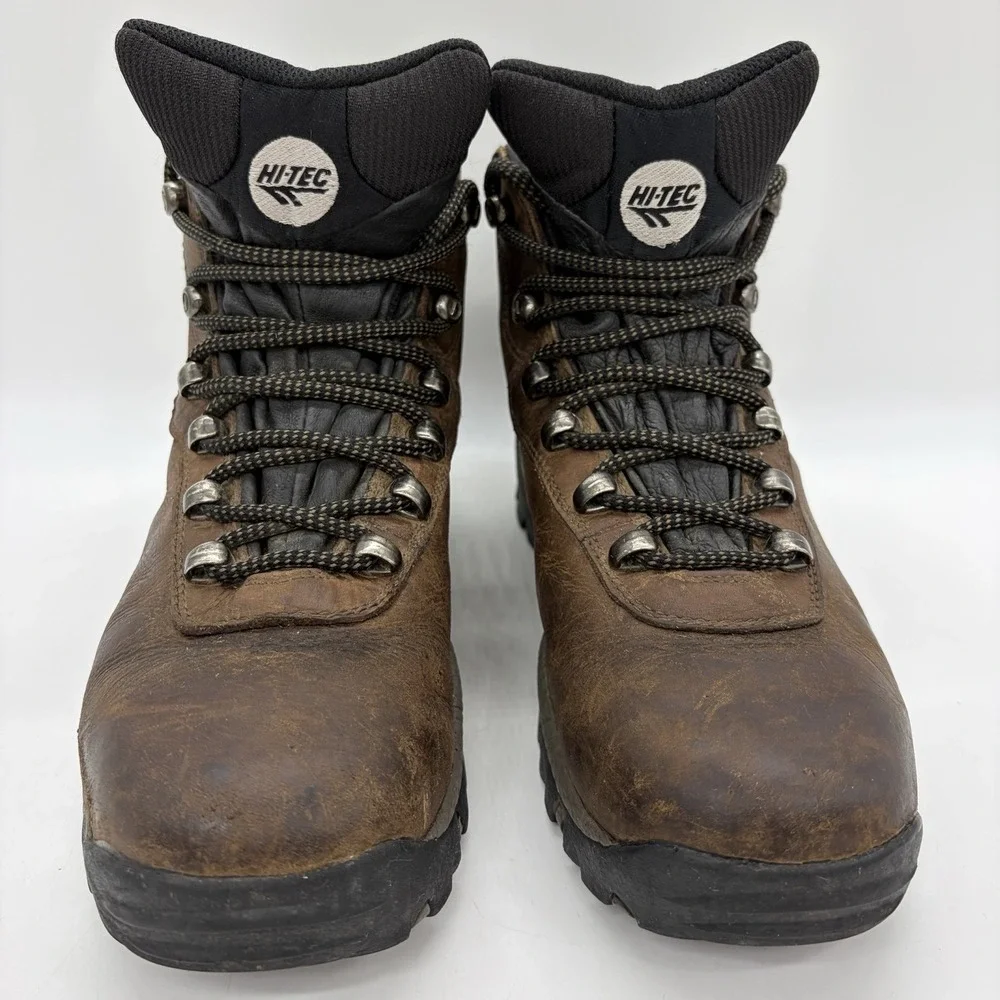 Hi-Tec Womens 9 Boots Altitude Hiking Waterproof Brown Leather Steel Shank